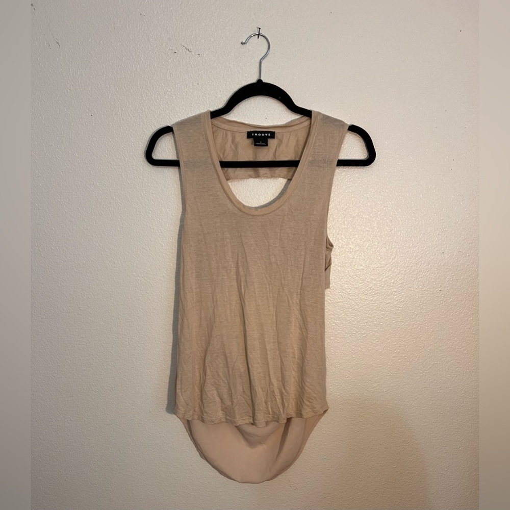 Trouvé Drape Back Sleeveless Tank - Neutral Beige - Size Small - Preloved